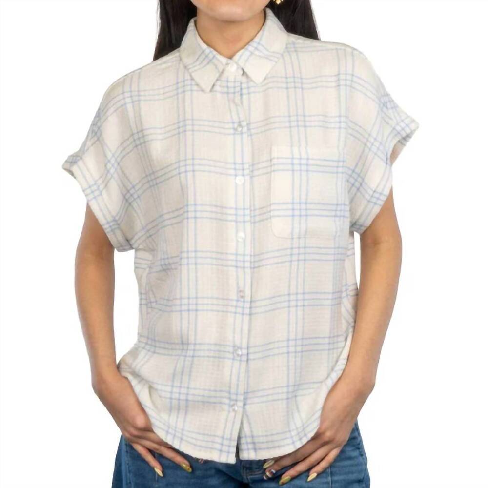NEW FLAGS & ANTHEM leetonia dolman woven shirt in blue/white